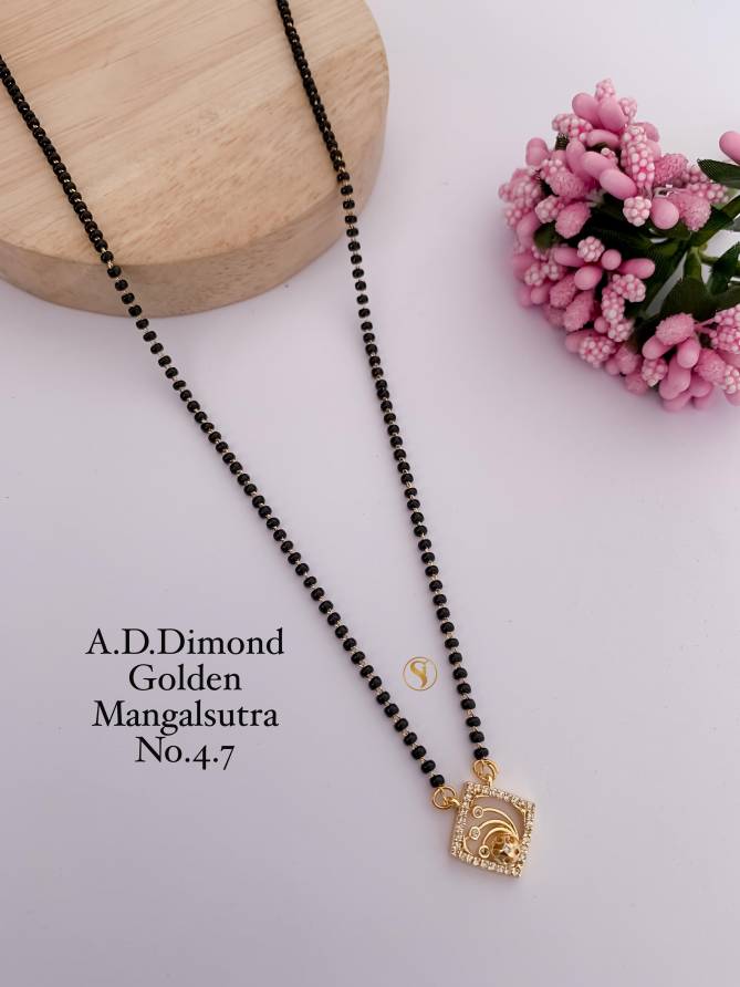 17 Daily Wear AD Diamond Golden Mangalsutra Wholesale Price In Surat
